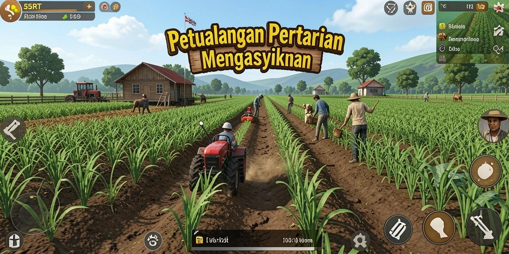 Gameplay seru dan interaktif dalam dunia pertanian.