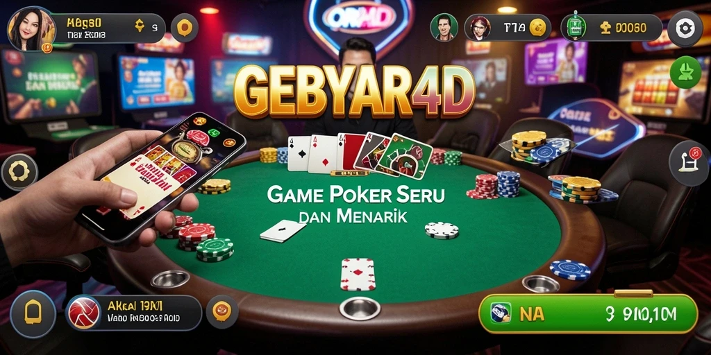 Tampilan gameplay seru dalam GEBYAR4D saat bermain poker.