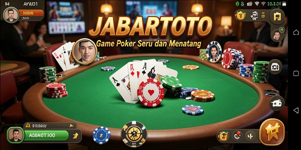 Tampilan utama gameplay JABARTOTO dengan suasana Poker yang mendebarkan.
