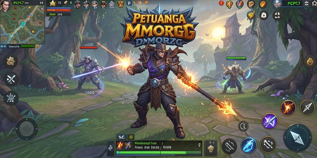 Screenshot utama PCPC7 menampilkan aksi pertarungan epik dalam dunia MMORPG.