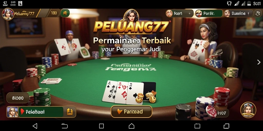 Tampilan gameplay Poker yang mendebarkan di PELUANG77.