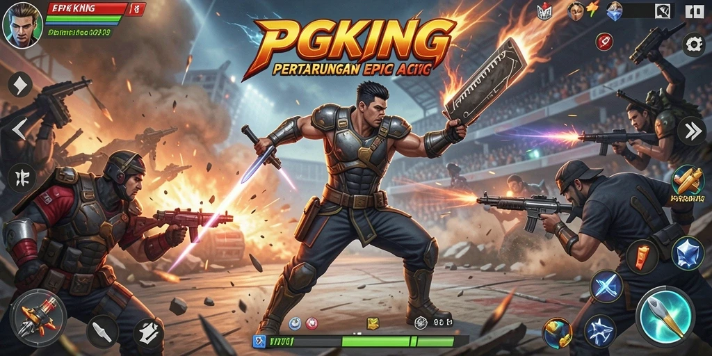 Tampilan seru PGKING dengan aksi pertempuran yang mendebarkan.