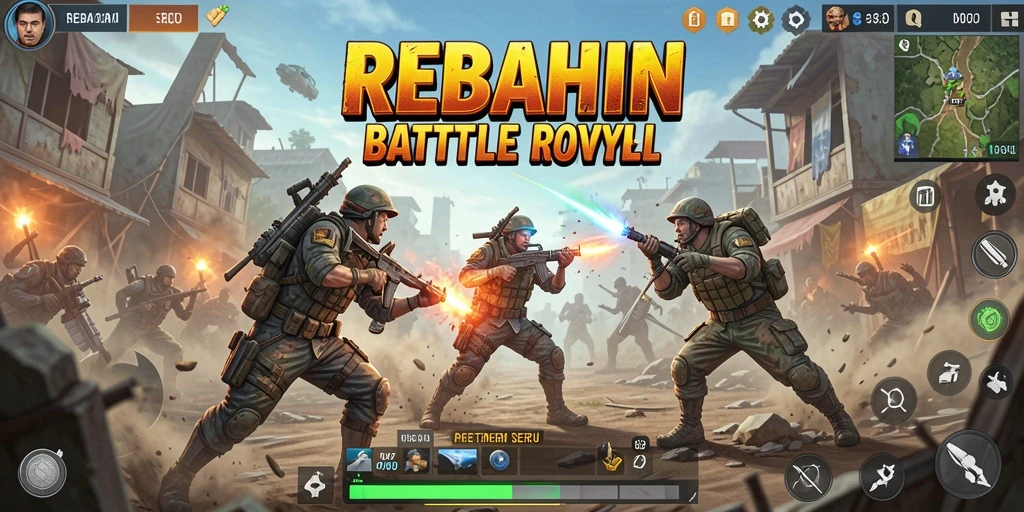 Screenshot dari gameplay seru Battle Royale di REBAHIN.