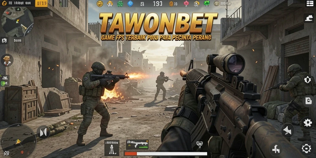 Screenshot gameplay TAWONBET menunjukkan aksi tembak-menembak yang mendebarkan.