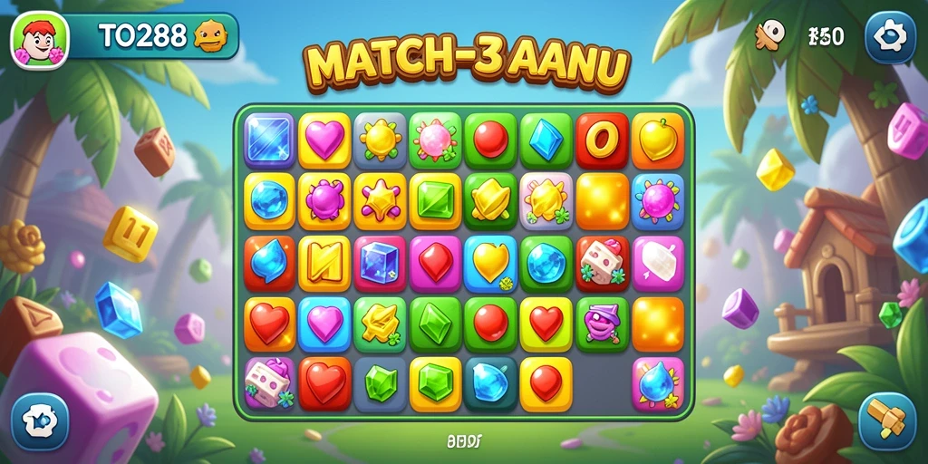 Gameplay Match-3 yang seru dan menantang di TO288.